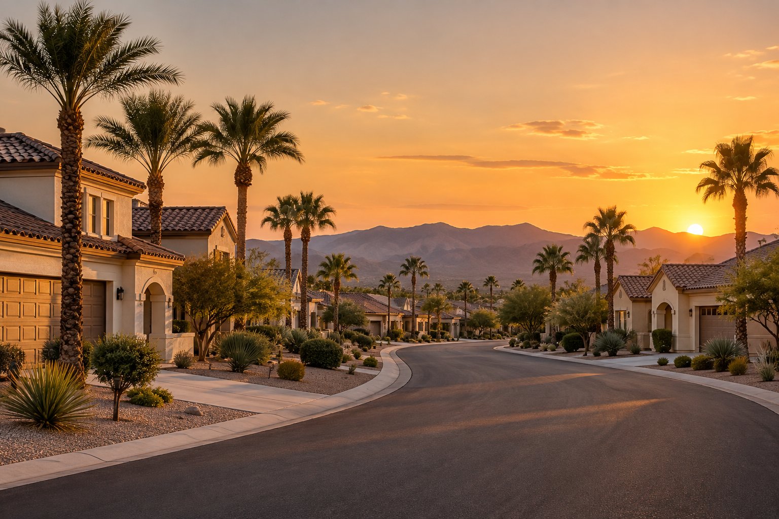 A California street at golden hour, illustrative